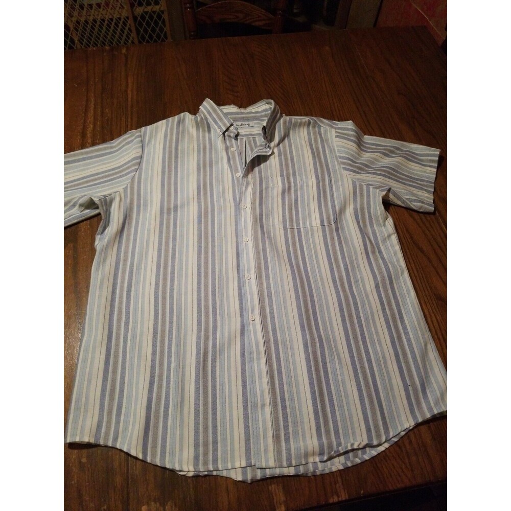 SADDLEBROOK Western Wear Striped Short Sleeve Button Shirt XL
